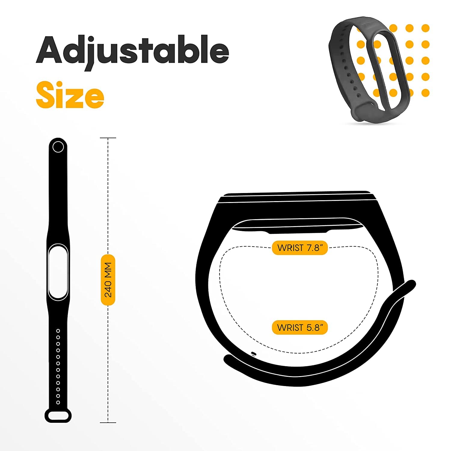 Sounce Adjustable Band Strap Compatible with Xiaomi Mi Band 5/ Mi Band 6 (Not Compatible with Mi Band 3/4) - (Grey)