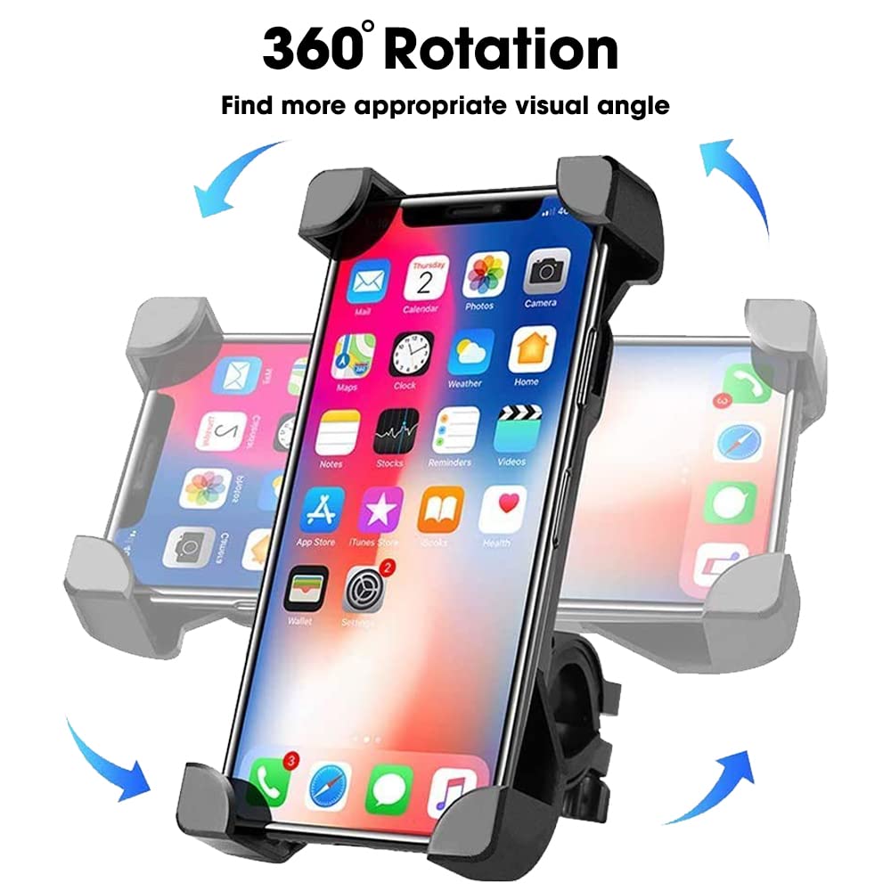 Sounce Waterproof Bike Phone Mount | 360° Rotation, Anti-Shake Bicycle Mobile Holder for Smartphones 3.5"–6.5" | Universal Handlebar Mount for GPS, Scooters, Strollers & More