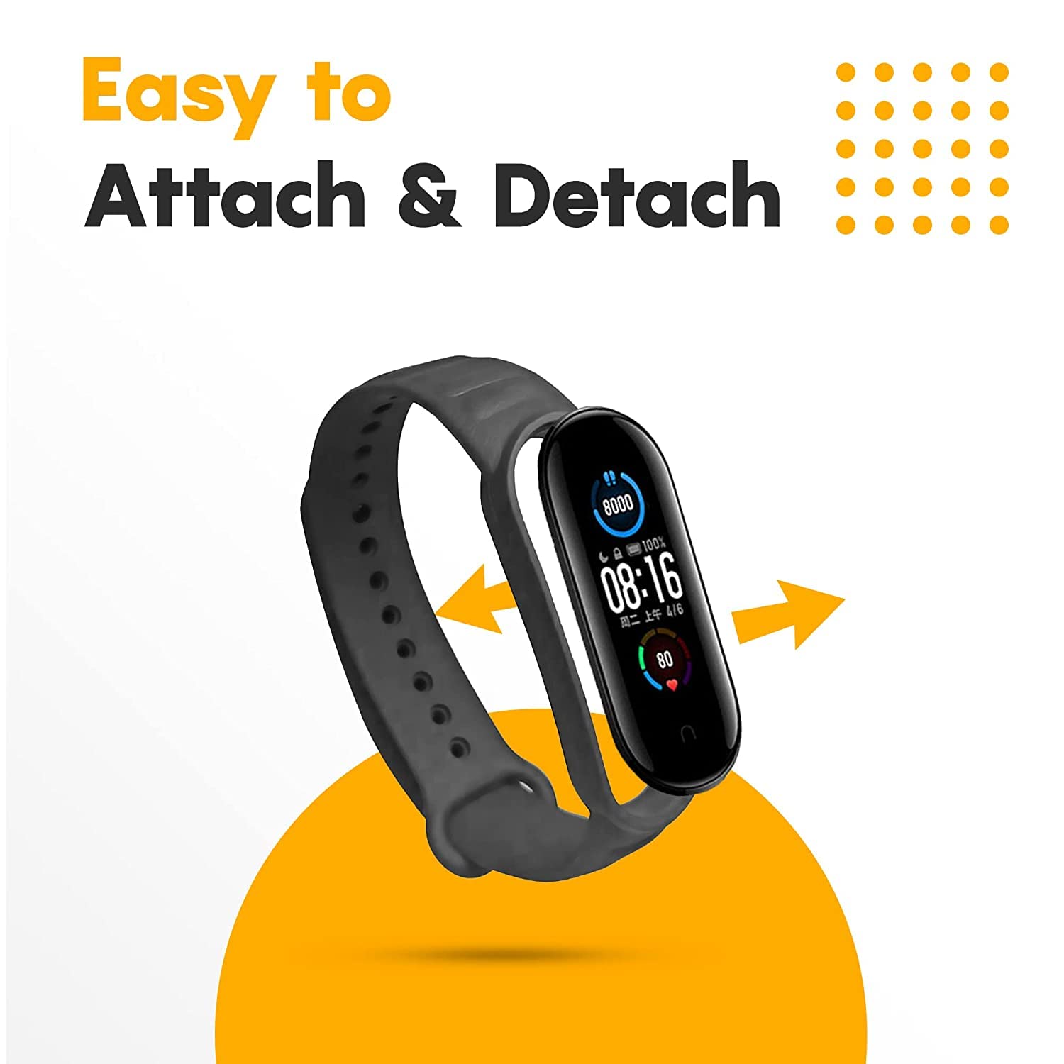 Sounce Adjustable Band Strap Compatible with Xiaomi Mi Band 5/ Mi Band 6 (Not Compatible with Mi Band 3/4) - (Grey)