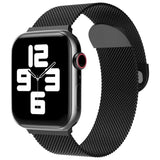 Sounce Metal Stainless Steel Bands Compatible with Watch Bands, Loop Magnetic Milanese Mesh Strap for iWatch Series 8 7 6 5 4 3 2 SE [Watch NOT Included] (42MM 44MM 45MM / 49MM Ultra, Black)