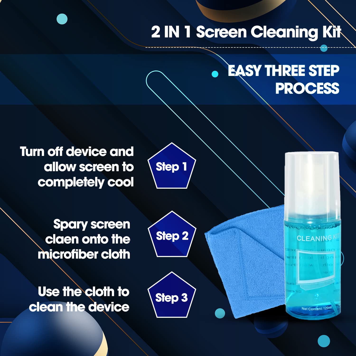 Sounce Electronic Screen Cleaning Kit 2 in 1 LCD LED Screen Wipes, 120