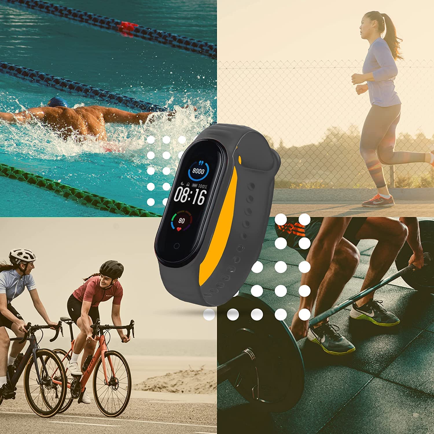 Sounce Adjustable Band Strap Compatible with Xiaomi Mi Band 5/ Mi Band 6 (Not Compatible with Mi Band 3/4) - (Grey)