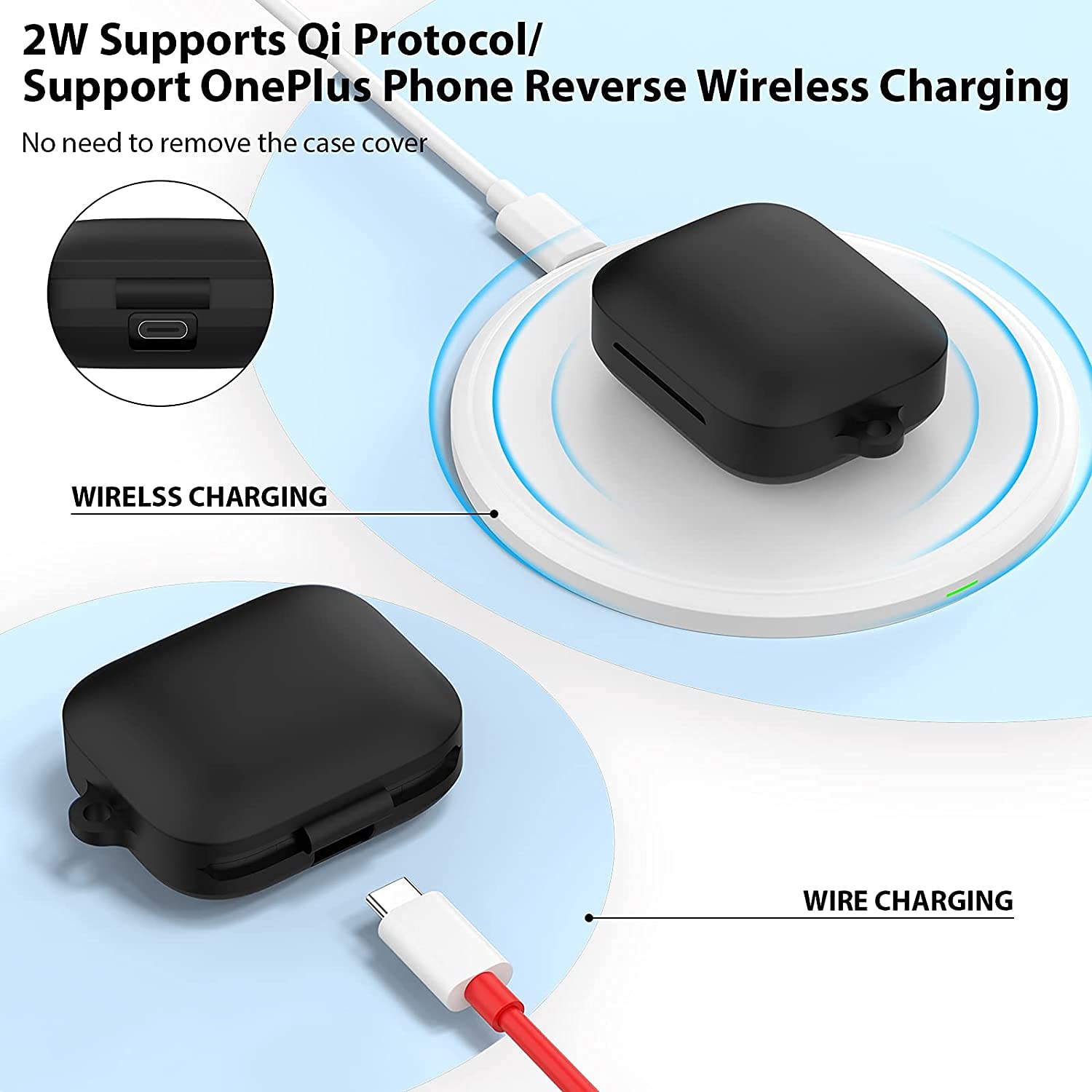 Silicone Wireless Earbuds Case Soft Charging Box Cover for OnePlus