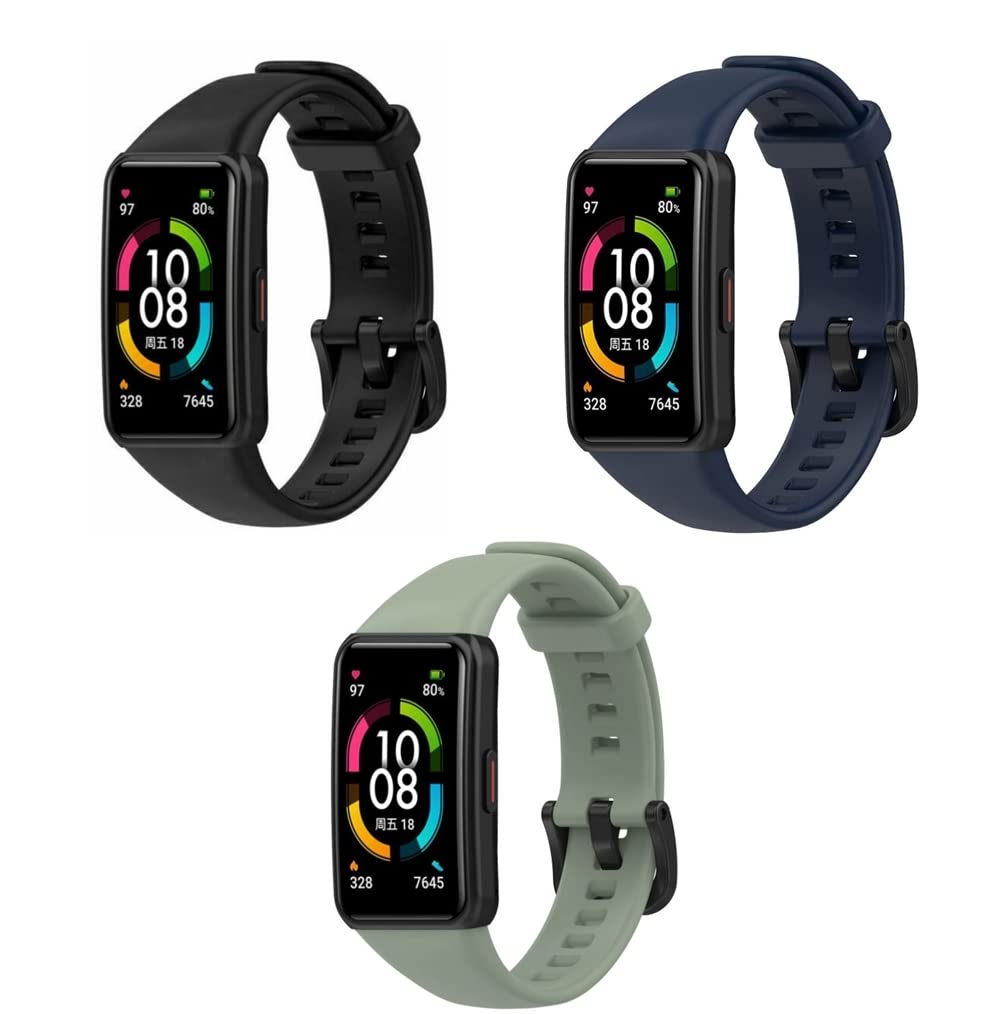 Sounce Adjustable Huawei Band 6,Honor Band 6 & Redmi Smart Band Pro Watch Silicone Strap Band Bracelet- Set of 3