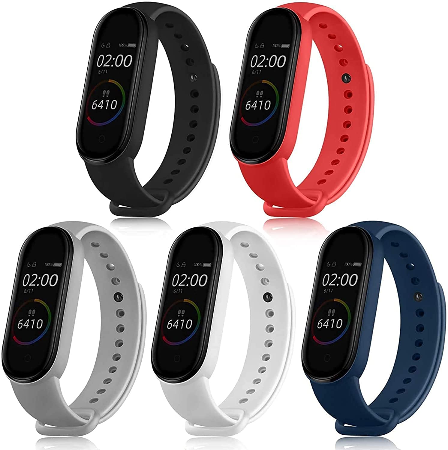 Sounce Adjustable Xiaomi Mi Band 5 & Mi Band 6 Watch Strap Silicone Adjustable - Set of 5