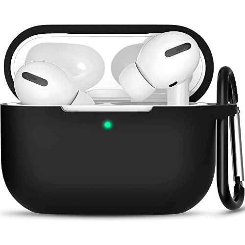 Sounce Airpods Pro 2nd Generation Case Cover 2022, Soft Silicone Skin Cover Shock-Absorbing Protective Case with Keychain for New Apple Airpods Pro Case [Front LED Visible] (Black)