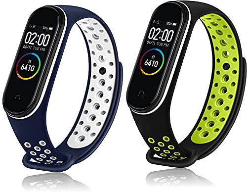 Sounce Blue and Green Adjustable Strap Combo for Xiaomi Mi Band 3/ Mi Band 4