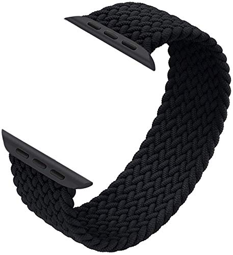 Sounce Compatible for Watch Band 42-44mm Large Adjustable Soft Braided Loop Wristband Sport Loop for Watch Series 6/5/4/3/2/1, SE - Black