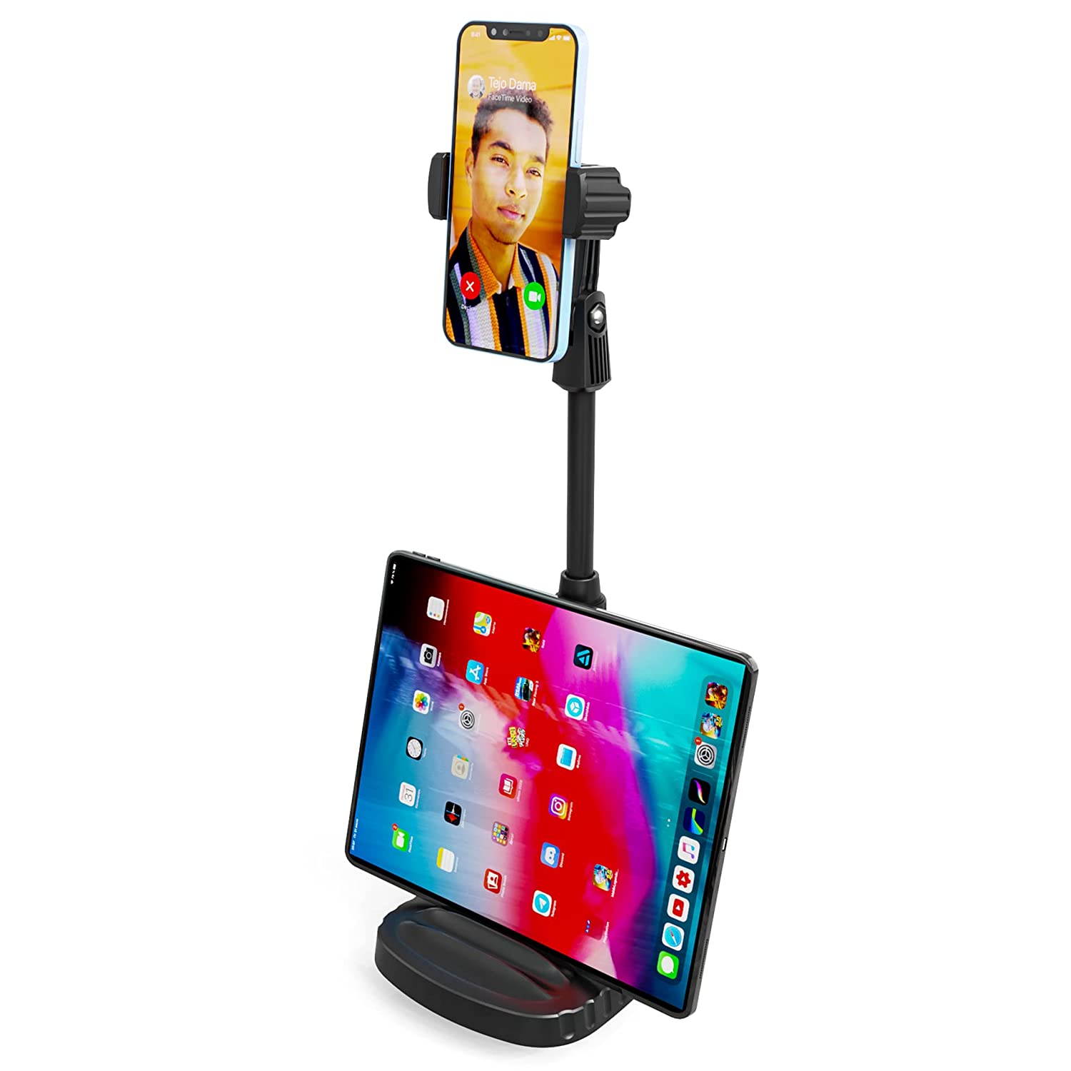 Sounce Desktop Holder Tablet and Mobile Stand Holder Supported for All Smartphones and Tablets Adjustable Phone Holder (Black)