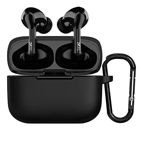 Sounce Earphone Case Cover for Boat Airdopes 161, Soft Silicone Skin Case Cover Shock-Absorbing Protective Case with Keychain [Front LED Visible]