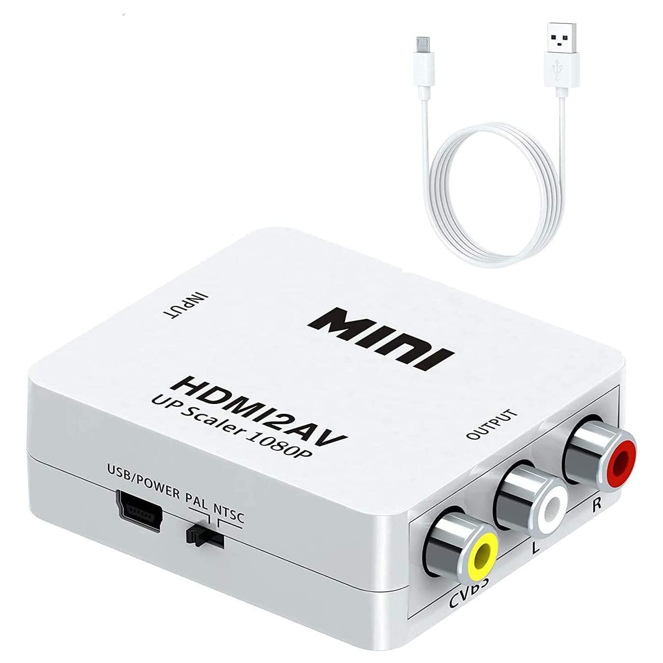 Sounce HDMI to RCA,HDMI to AV, 1080P HDMI to 3RCA CVBS AV Composite Video Audio Converter Adapter Supports PAL/NTSC with USB Charge Cable for PC Laptop HDTV DVD