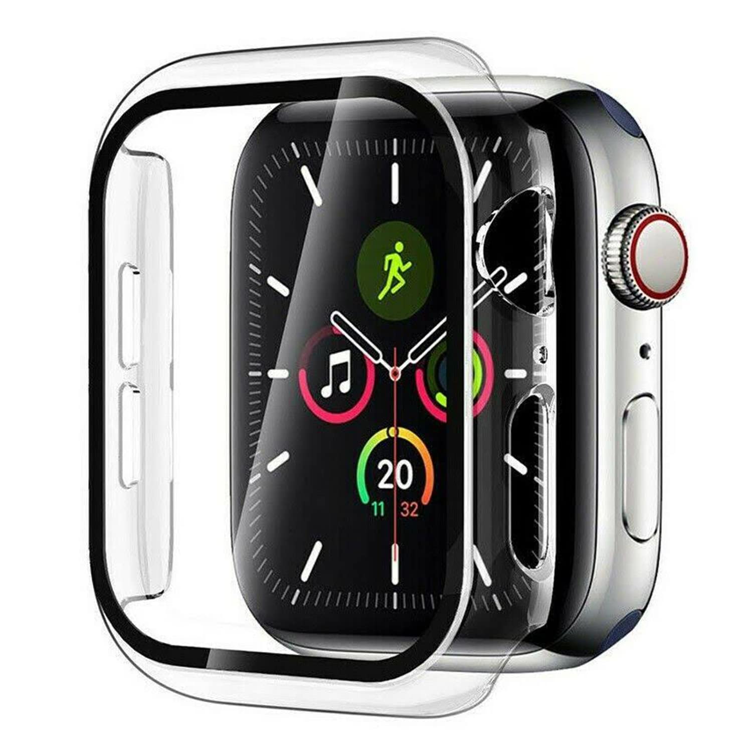 Sounce Protective Case Compatible Apple Watch Series 7 (45mm)/ Series 6 / Series 5 / Series 4 / SE Screen Protector 44mm, Overall Protective Case TPU HD Clear Ultra-Thin Cover