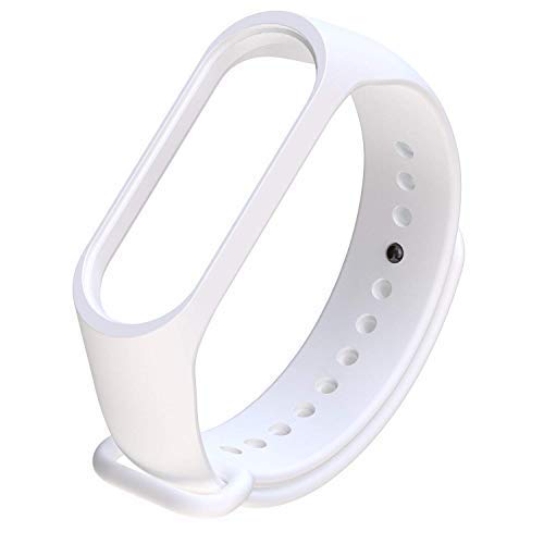 Sounce Silicone Adjustable Watch Band Strap For Xiaomi Mi Band 3/ Mi Band 4 (Not Compatible For Mi Band 1/2) (White)