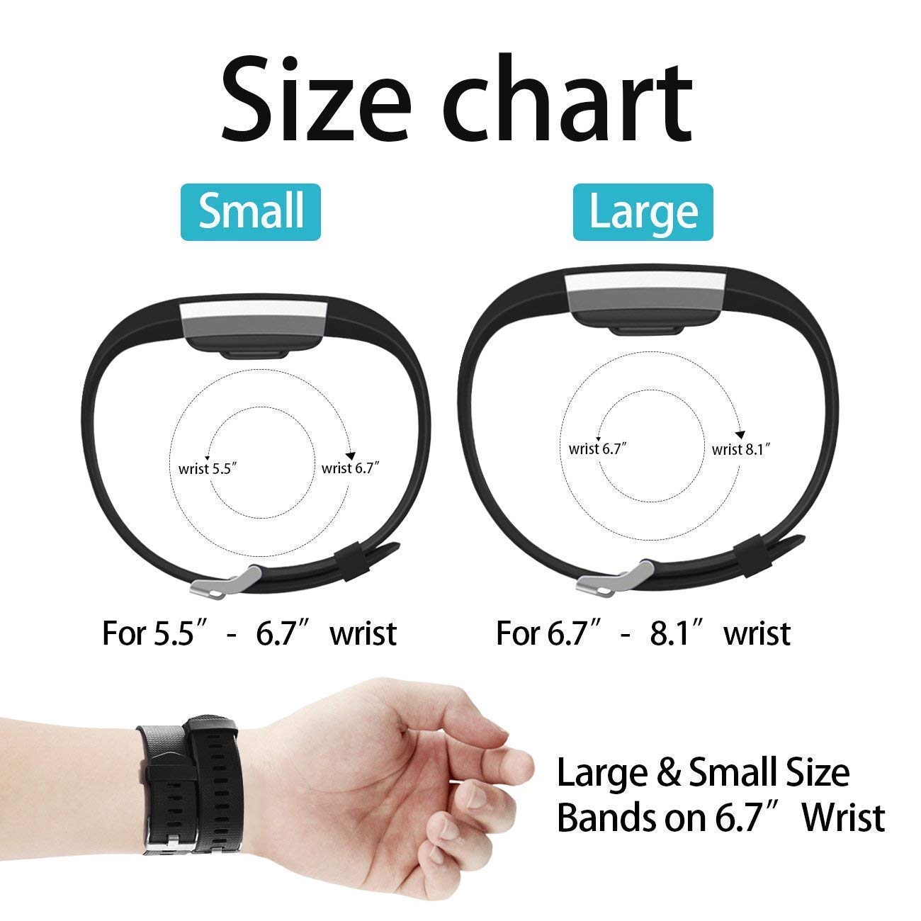 Sounce Pack of 3 Belts/Straps Compatible for Fitbit Charge2 Bands Wristband Straps (3 Units) Large