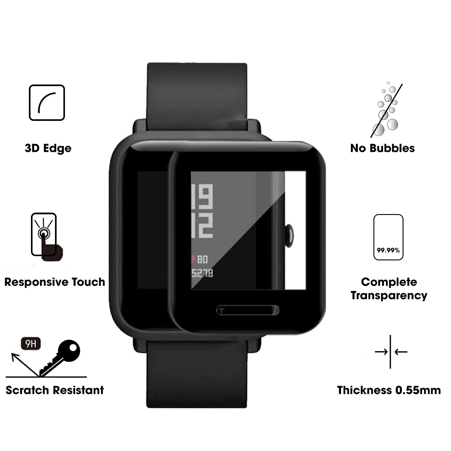 Sounce Soft TPU Front Protection Case Cover for Amazfit GTS 2 Mini/ BIP U /Bip U Pro/ BIP Lite/Bip S/Bip S Lite Smart Watch ( Flexible | Silicone | Black )